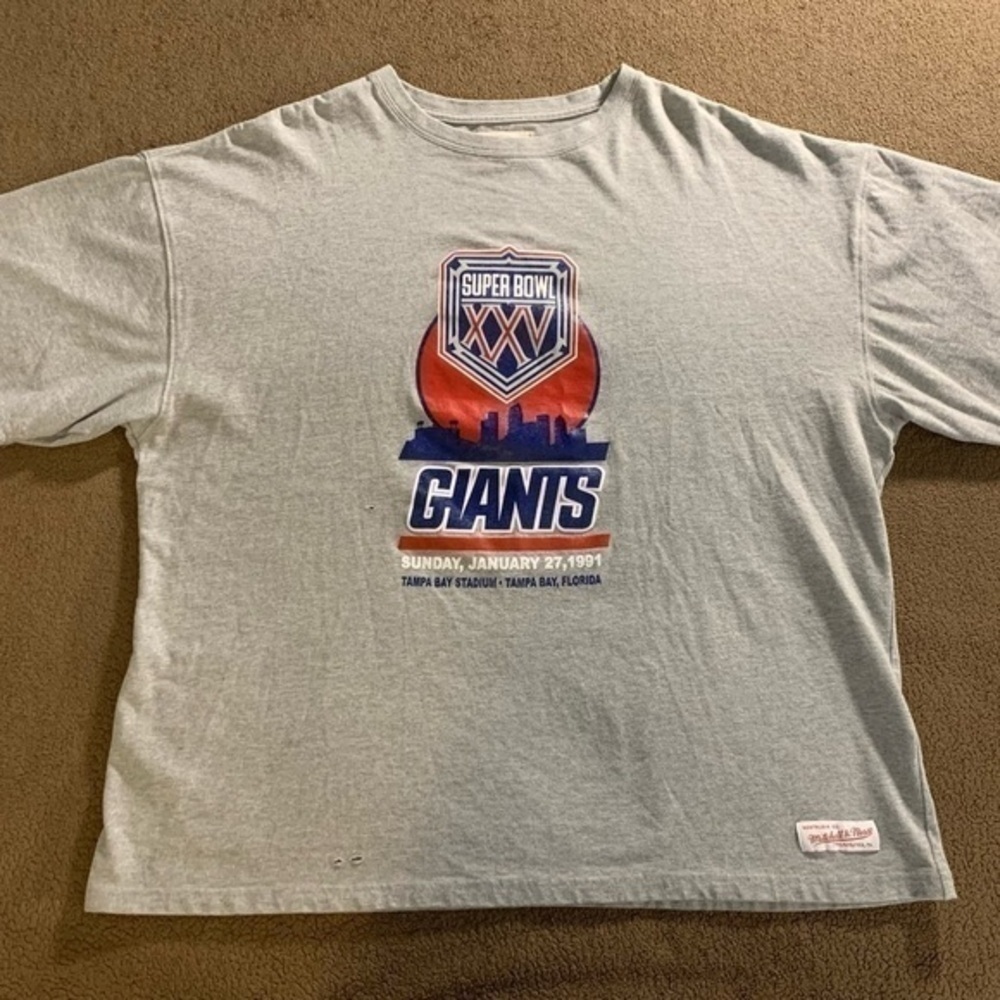 VINTAGE SUPER BOWL XXV 25 - NEW YORK GIANTS BILLS - MITCHELL & NESS 3XL T-SHIRT